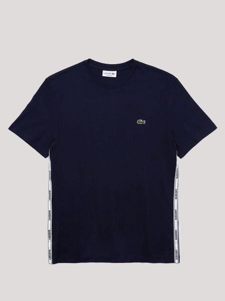 Lacoste Branded Bands Crew Neck Cotton T-Shirt - Navy