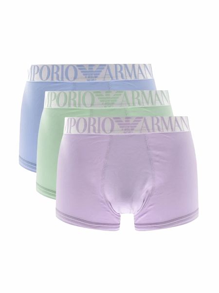 Emporio Armani Underwear Three Pack Logo Trunks - Mint/Lavender/Horte 