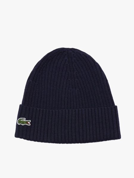 Lacoste Ribbed Wool Beanie - Navy