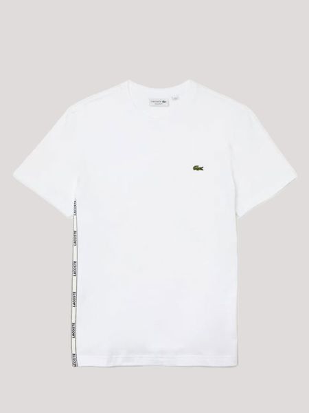 Lacoste Branded Bands Crew Neck Cotton T-Shirt - White