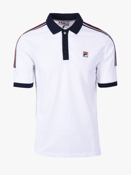 Fila Zaid Ribbed Tape Polo Shirt - White/Fila Navy