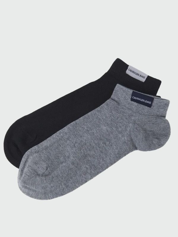 Clavin Klein Jeans 2 Pack Logo Ankle Socks - Mid Grey Combo