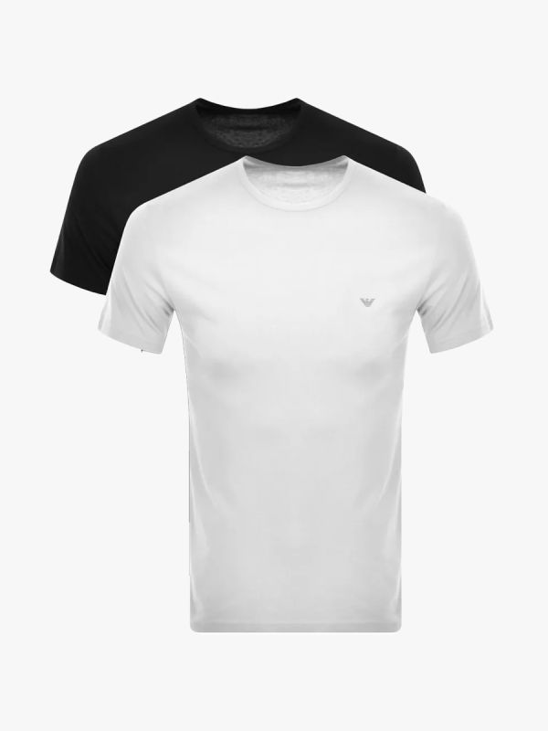 Emporio Armani Lounge 2 Pack Crew Neck T-Shirts - Black/White