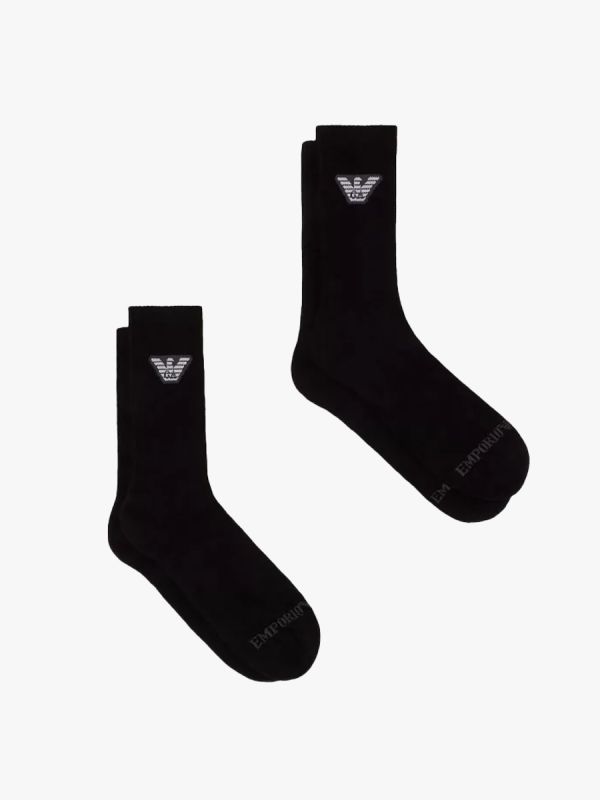 Emporio Armani Calza 2 Pack Knitted Socks - Black
