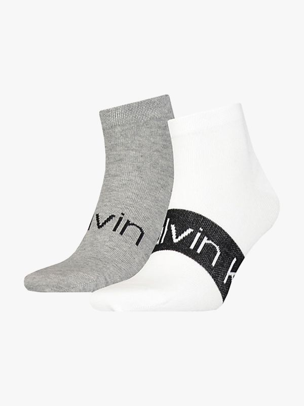 Calvin Klein 2 Pack Logo Ankle Socks - White