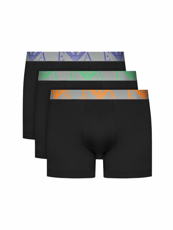 Emporio Armani Underwear Three Pack Logo Boxers - Black/Fluorescent