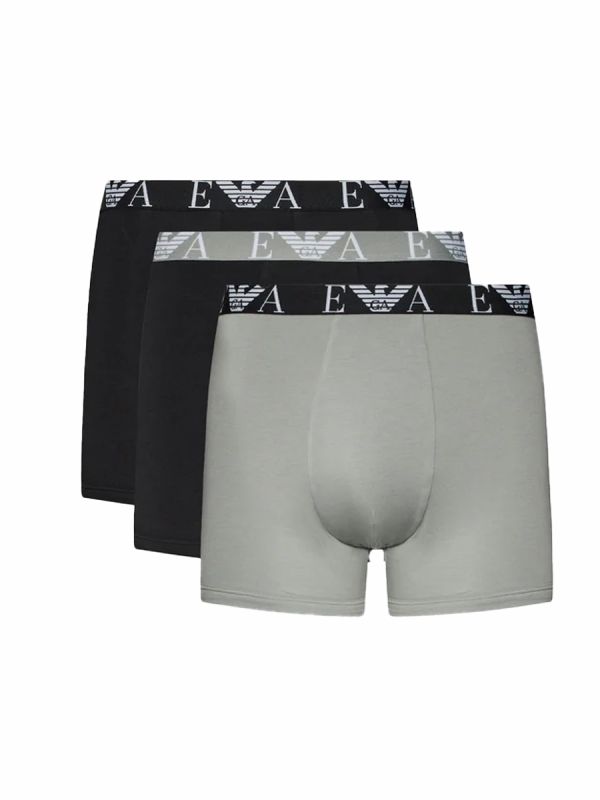 Emporio Armani Underwear Three Pack Logo Boxers - Black/Stone
