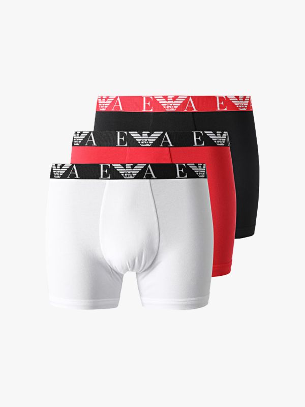 Emporio Armani 3 Pack Boxer Trunks - Black/Red/White