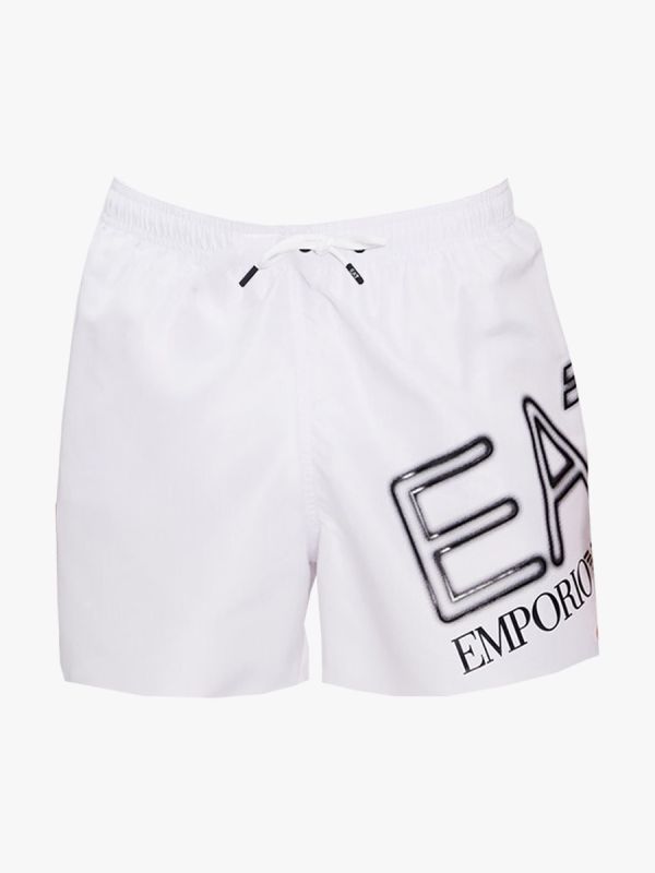 EA7 Emporio Armani ASV Oversized Logo Swim Shorts - White
