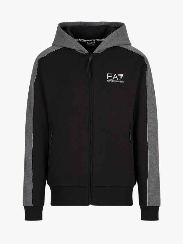 EA7 Emporio Armani Athletic Colour Block Zip Hoodie - Black
