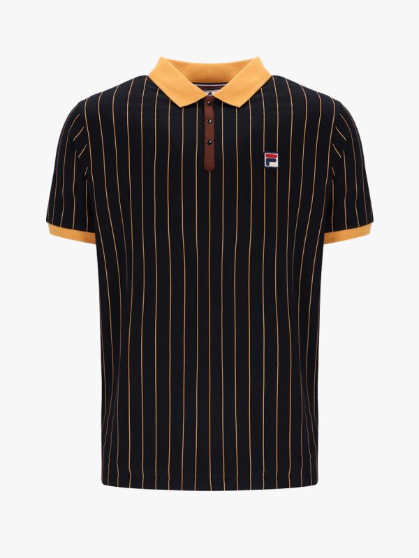 Fila BB1 Classic Striped Polo Shirt - Black/Yam/Potting Soil