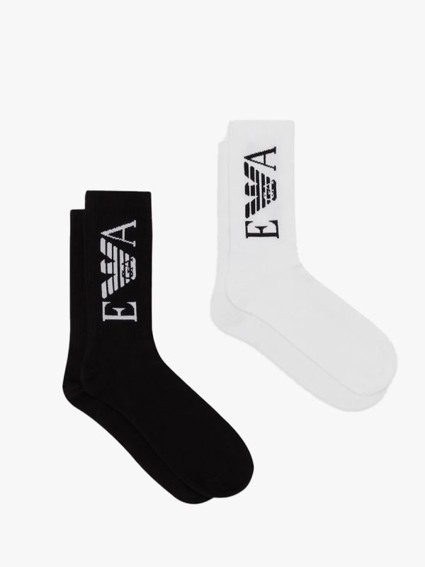 Emporio Armani 2 Pack Terrycloth Socks - White/Black
