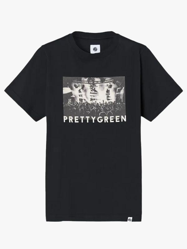 Pretty Green Crowd Photo T-Shirt - Black