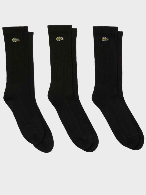 Lacoste Cotton Blend 3 Pack Socks - Black