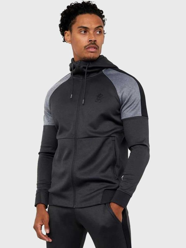 Gym King Core Plus Poly Tracksuit Top - Black Marl/Charcoal Marl