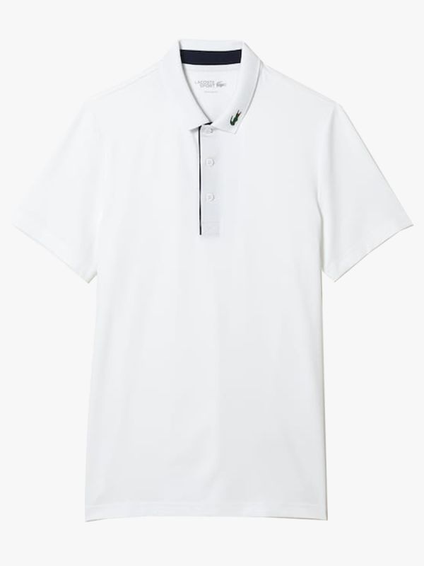 Lacoste Sport Jersey Golf Polo Shirt - White/Navy Blue