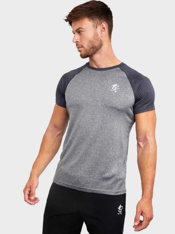 Gym King Sport Contrast Marl Poly T-Shirt - Charcoal Marl