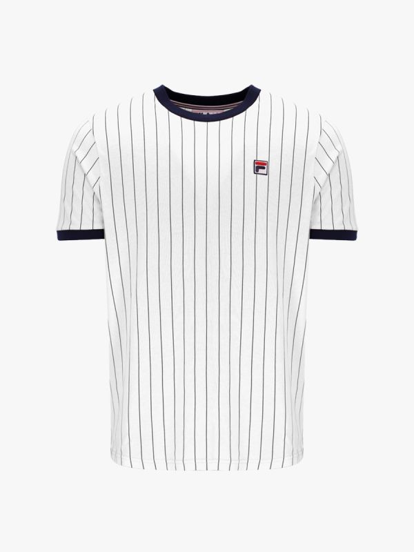 Fila Deniz Pinstripe Ringer T-Shirt - White/Peacoat