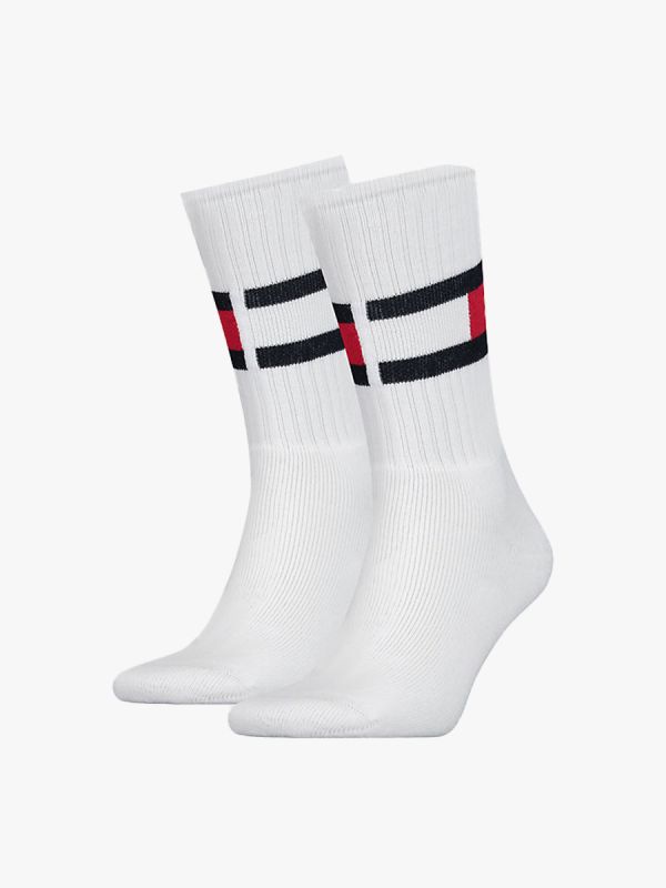 Tommy Hilfiger Ribbed Flag Socks - White