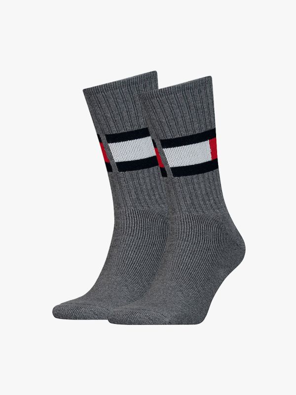 Tommy Hilfiger Ribbed Flag Socks - Grey Melange