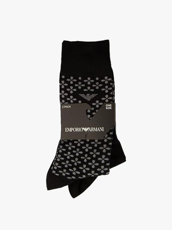Emporio Armani 2 Pack Cotton Short Socks - Black/Grey