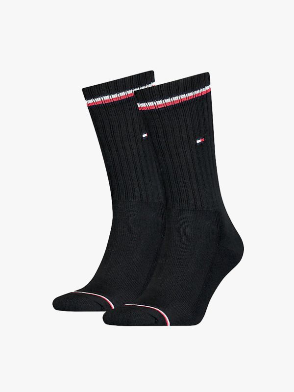 Tommy Hilfiger 2 Pack Iconic Ribbed Socks - Black