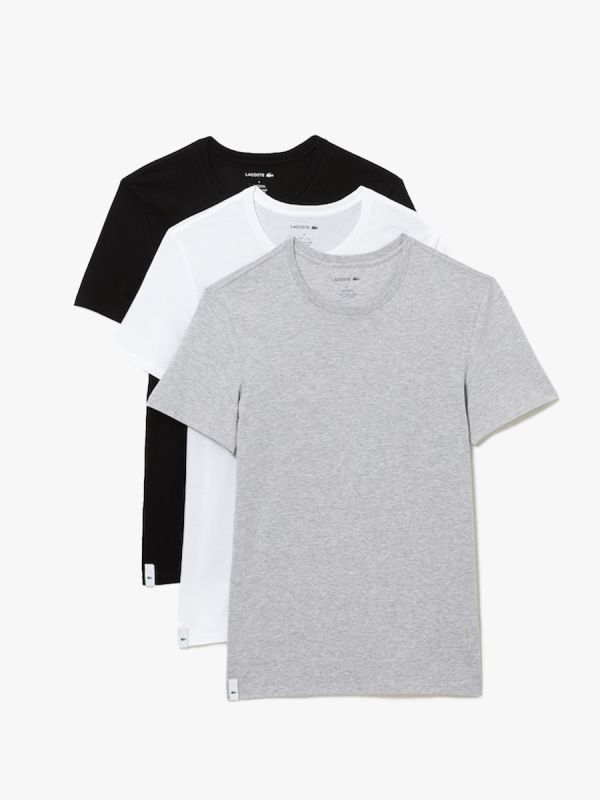 Lacoste Crew Neck Cotton T-Shirt 3-Pack - White/Grey/Black