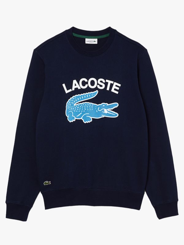 Lacoste Crocodile Print Crew Neck Sweatshirt - Navy Blue
