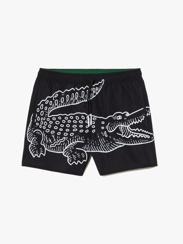 Lacoste Crocodile Print Swim Shorts - Black