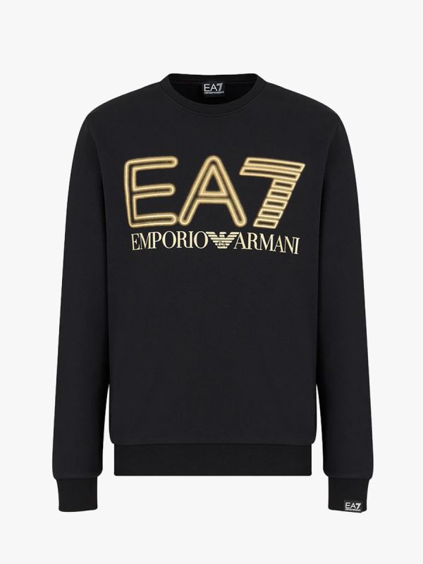 EA7 Emporio Armani Gold Logo Series Crew Sweatshirt - Black