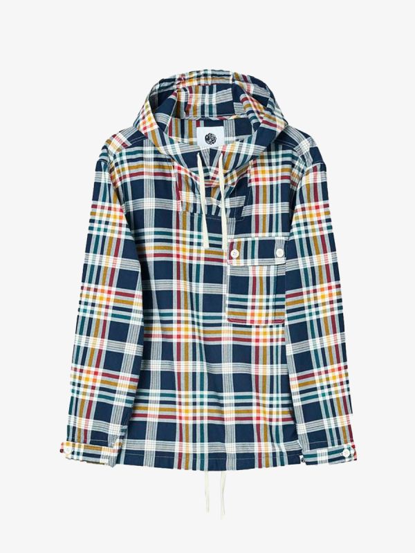 Pretty Green Madras Check Forrest Overhead Jacket - Navy