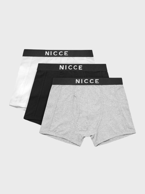 Nicce 3 Pack Cubar Boxers - Black/Light Grey Marl/White