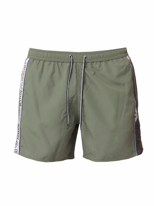 Emporio Armani Beach Tape Logo Swim Shorts - Military Green