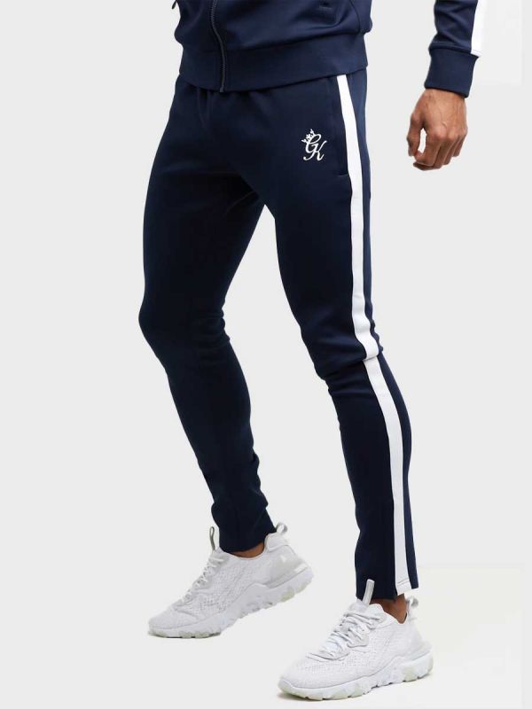 Gym King Poly Basis Tracksuit Bottoms - Navy/White
