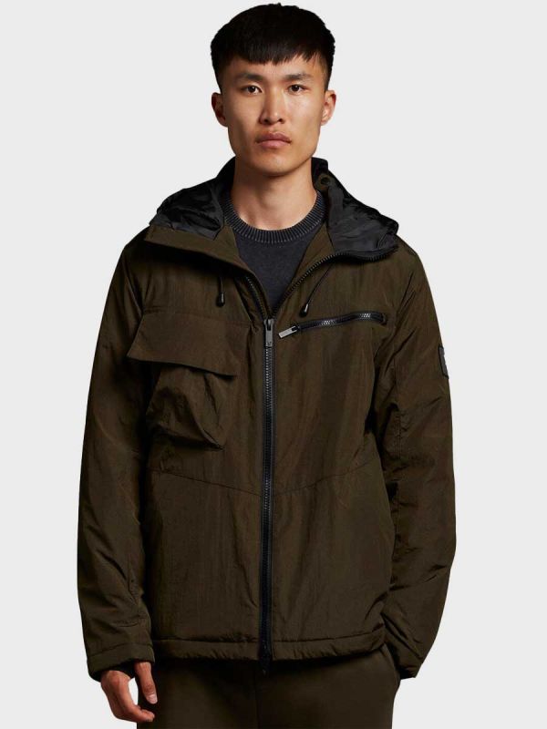 Lyle & Scott Casuals Wadded Dual Pocket Jacket with Face Guard - Olive