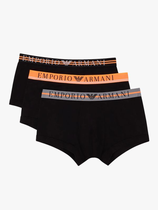 Emporio Armani 3 Pack Trunk Boxers - Black/Neon Orange