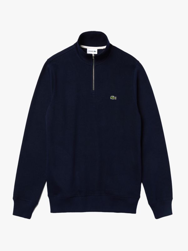 Lacoste Zippered Stand-Up Collar Sweatshirt - Navy Blue