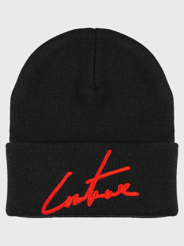 The Couture Club Signature Beanie - Black/Red