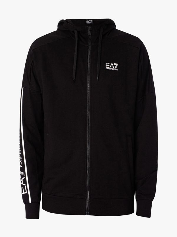 EA7 Emporio Armani Logo Series Sport Zip Hoodie - Black/White