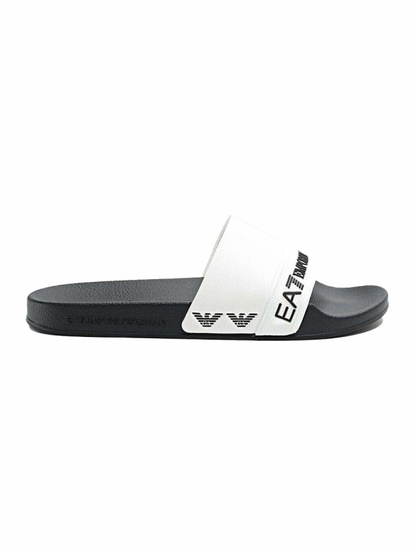 EA7 Emporio Armani Tape Logo Slides - Black/White
