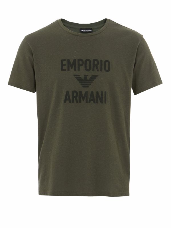 Emporio Armani Beach Woven Logo T-Shirt - Military Green