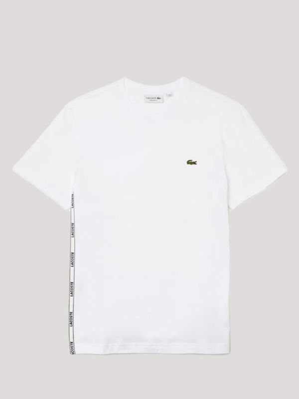 Lacoste Branded Bands Crew Neck Cotton T-Shirt - White