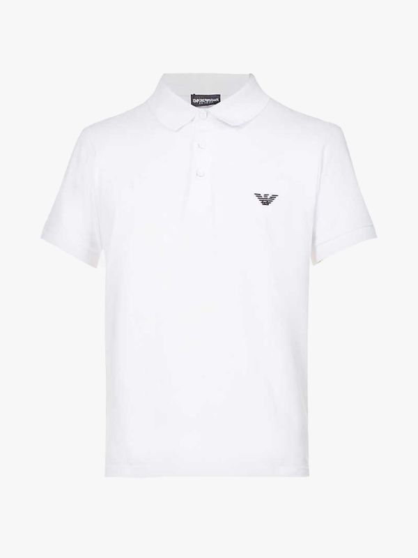 Emporio Armani Lounge Beachwear Piqué Polo Shirt - White
