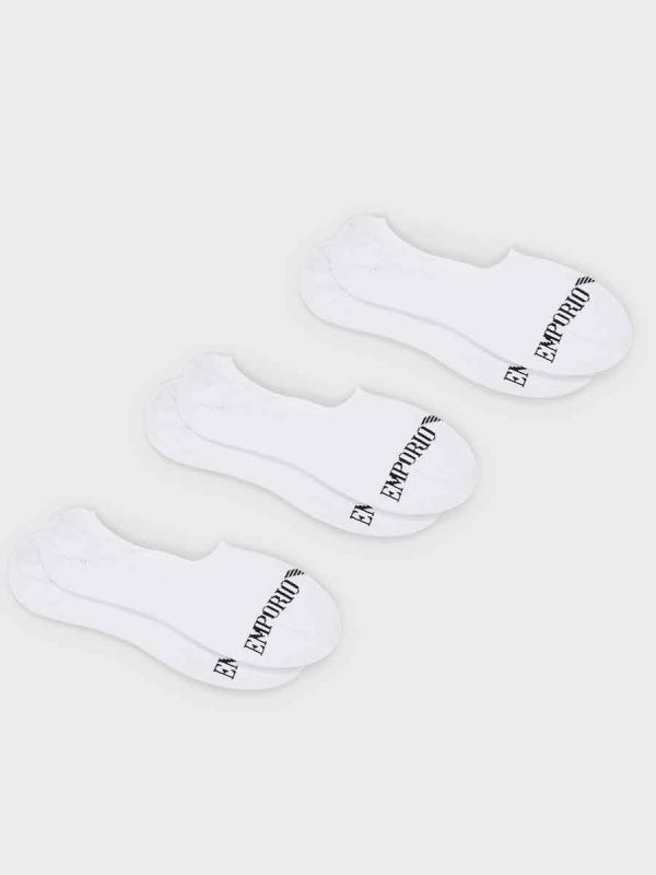 Emporio Armani 3 Pack Invisible Socks - White