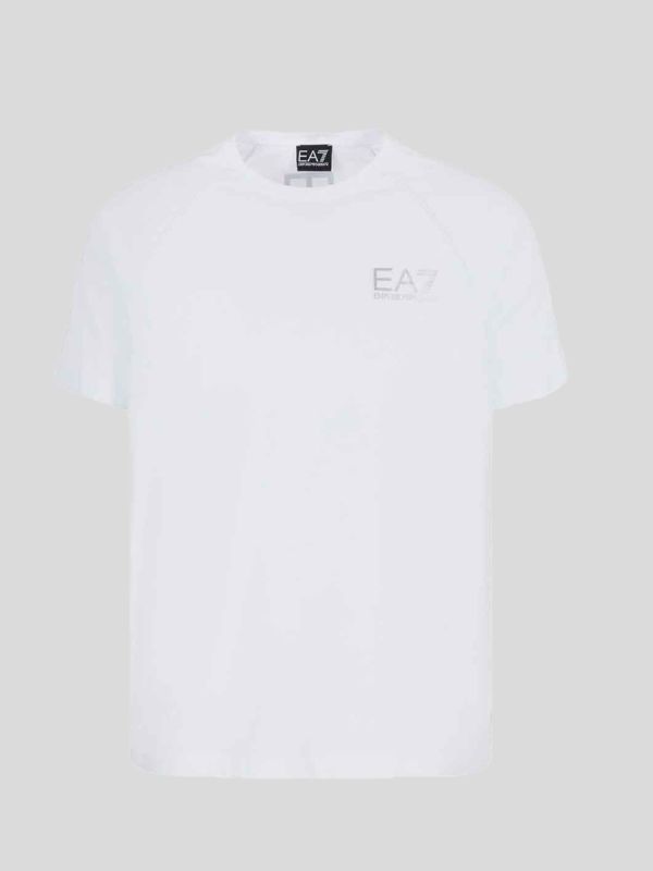 EA7 Emporio Armani Small Silver Logo T-Shirt - White