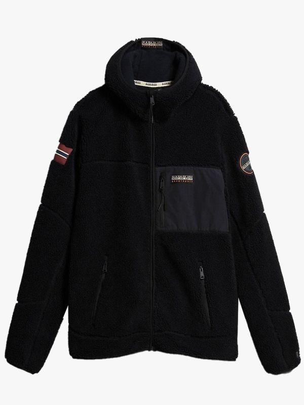 Napapijri Yupik Full Zip Fleece Hooded Jacket - Black