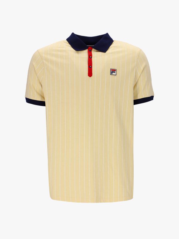 Fila BB1 Classic Vintage Striped Polo Shirt - Boulder/Peacoat/Chinese Red