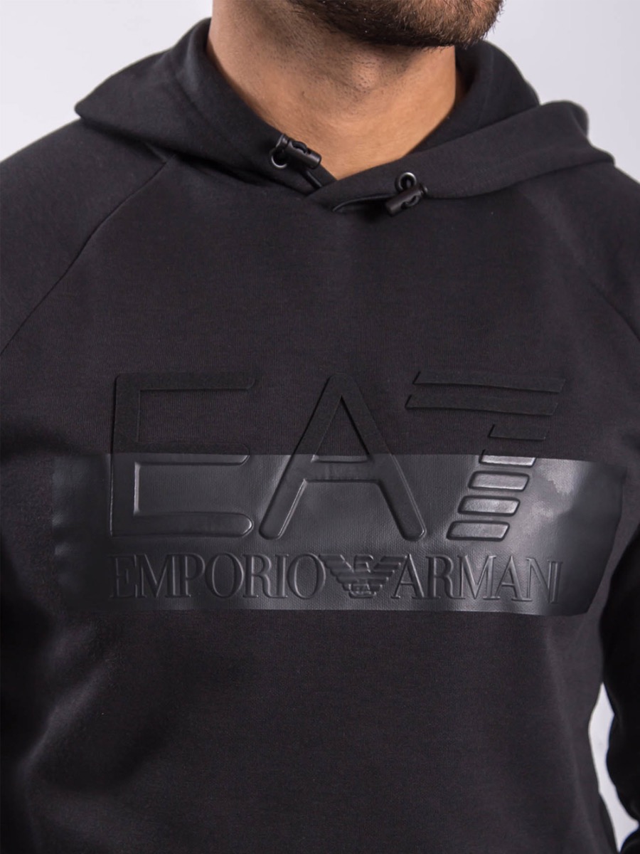 EA7 Emporio Armani Large Logo Hoodie - Black | Spiralseven