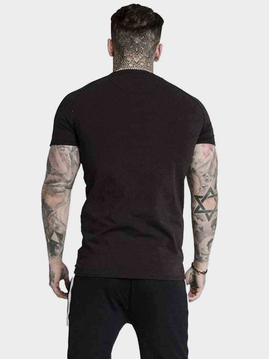 SikSilk Jacquard Raglan Tech T-Shirt - Black | Spiralseven