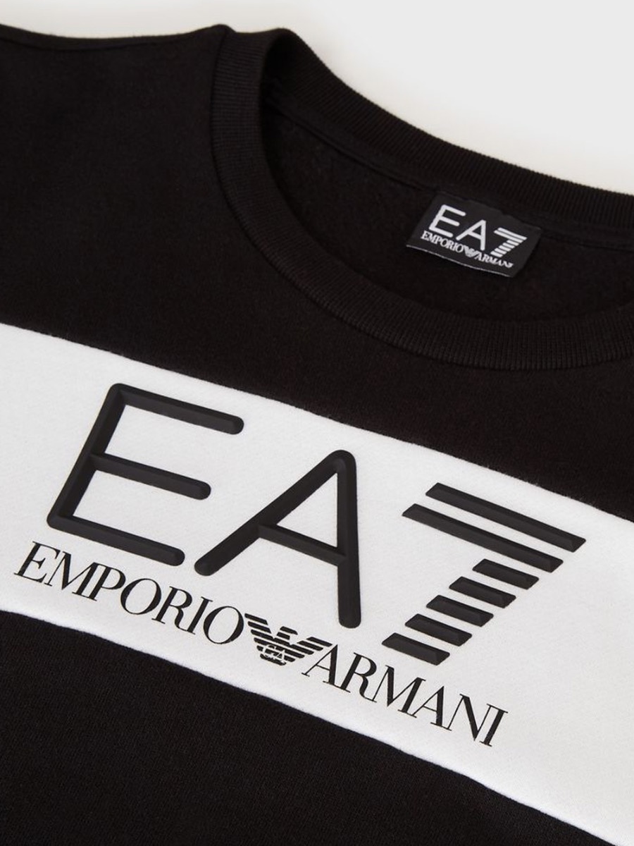 EA7 Emporio Armani Panel Logo Sweatshirt - Black | Spiralseven